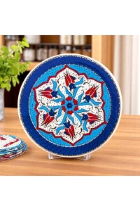 El Yapımı Lale Desenli Mavi Seramik Nihale – Kütahya’nın Çini Sanatıyla Buluşan Şıklık